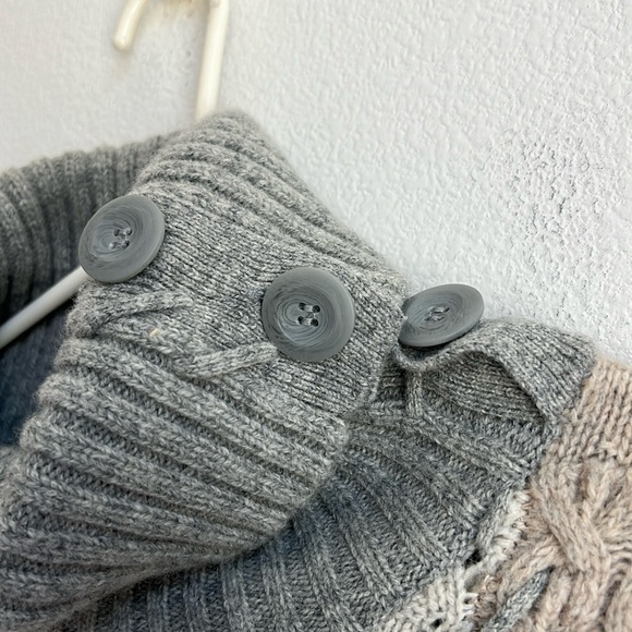 Sundance Lambswool Blend Patchwork Mixed Knit Cowl Neck Button Sweater - Picture 4 of 10